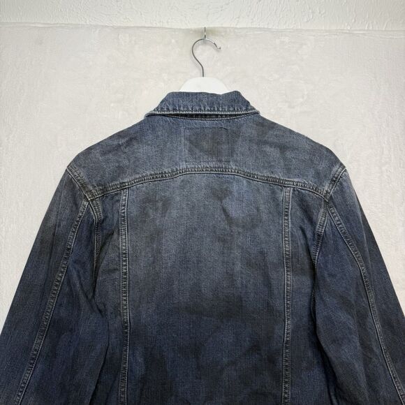 TRUE RELIGION Dylan Distressed Denim Trucker Jacket Flap Pockets Indigo Mens L - Picture 8 of 12